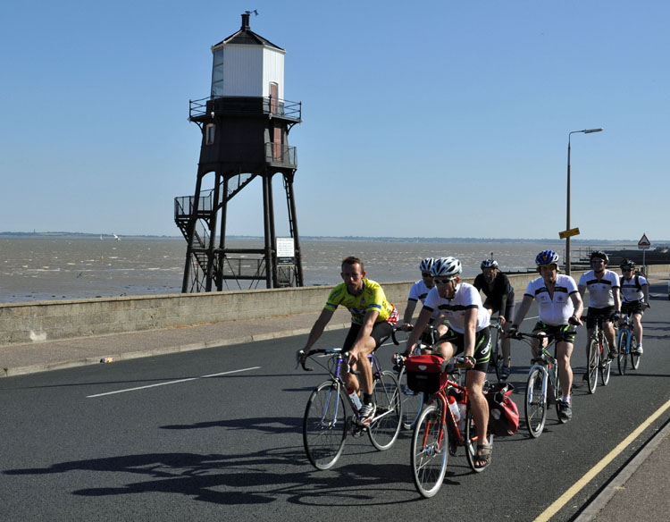 The Great Tour 2010 riders near Harwich