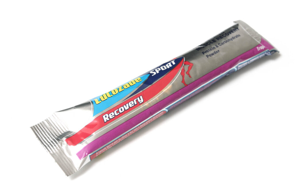 Lucozade Recovery protein and carb sachet