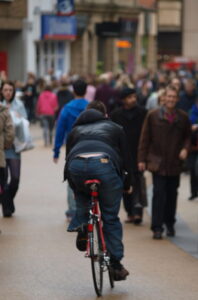 Pedestrian zone cyclist.JPG