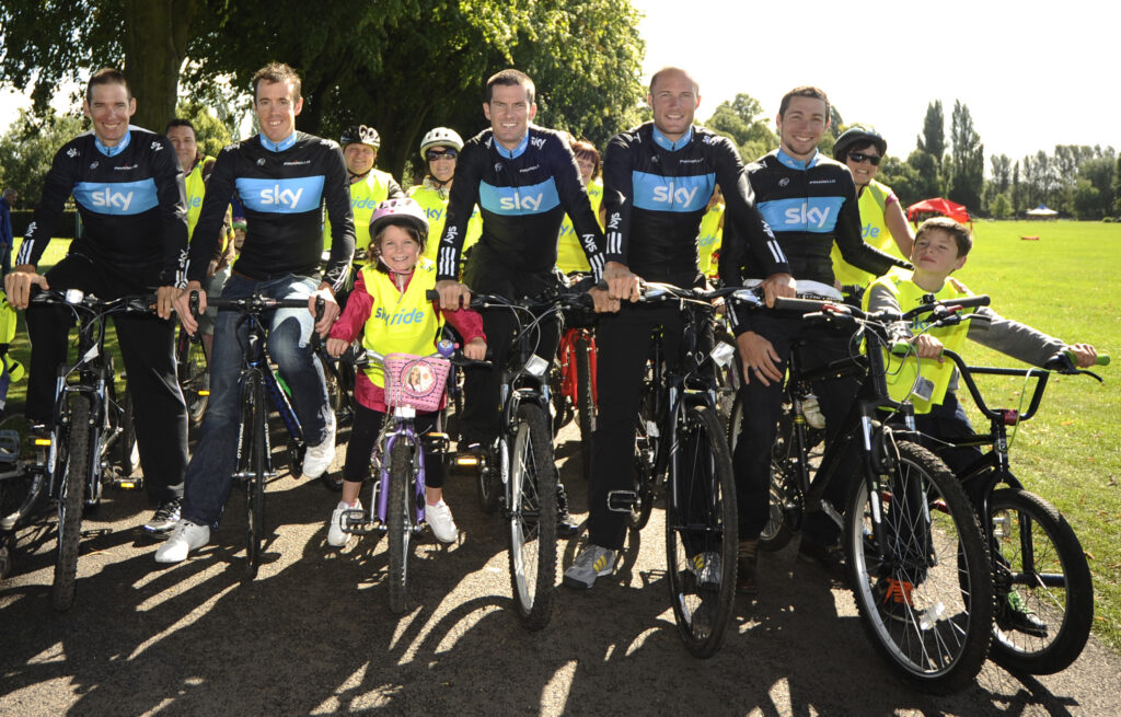 Team Sky riders and friends in Leicester