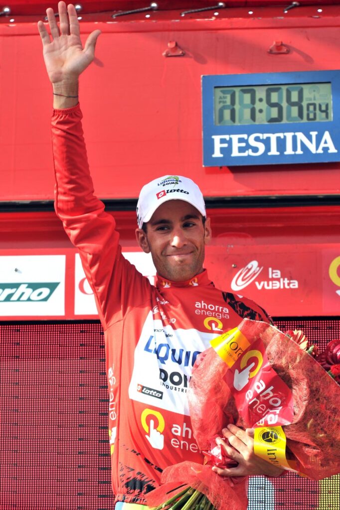 Vincenzo Nibali back in red after Stage 17 of the 2010 Vuelta (copyright – Unipublic:Graham Watson)