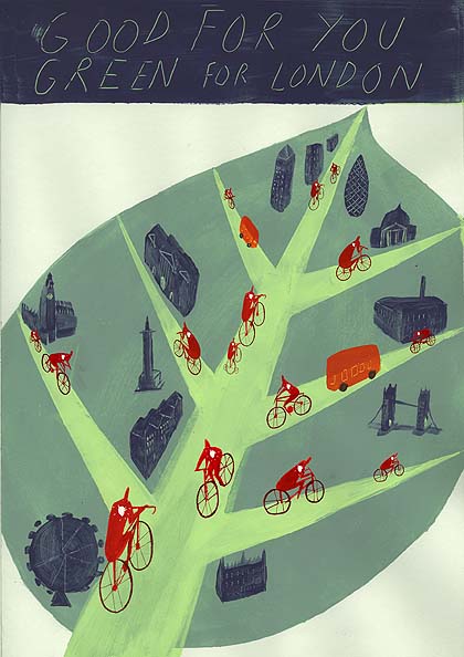Cycling in London poster by Rachel Lillie