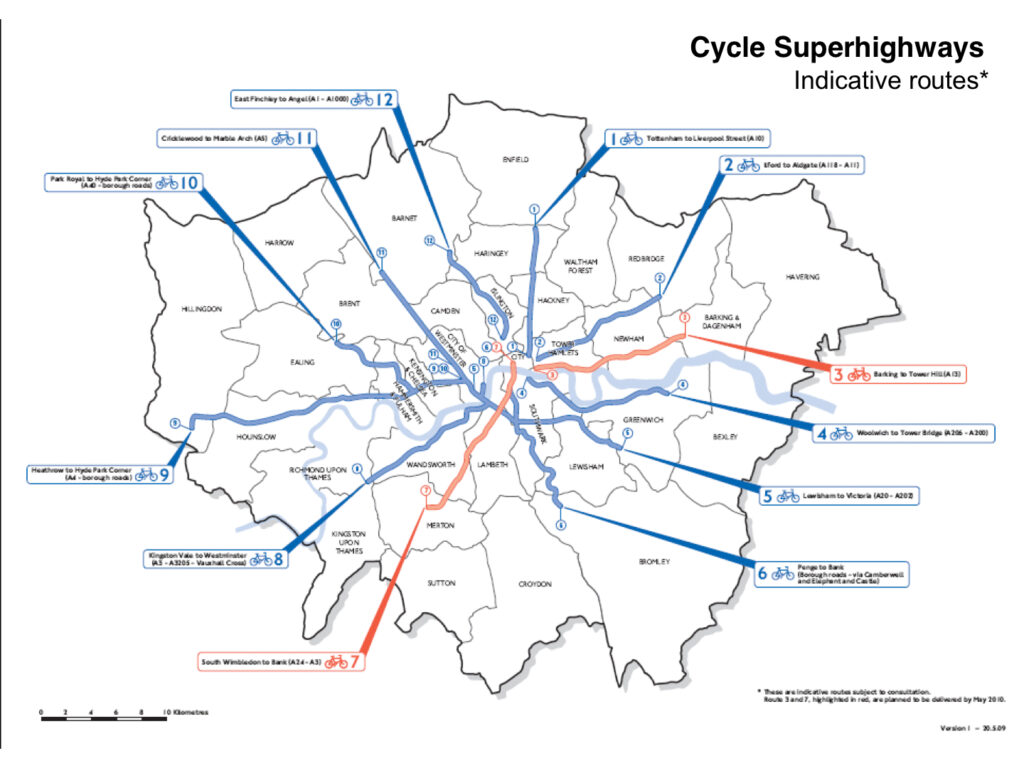 Cycle Superhighways – indicative routes