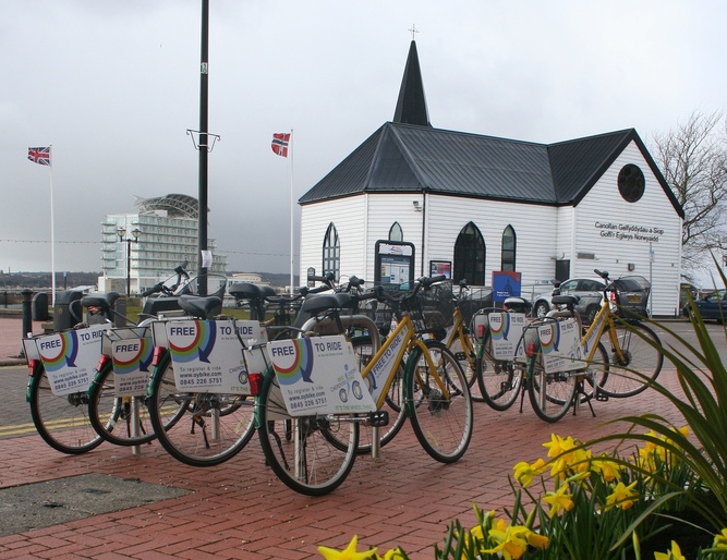 OYBikes outside Cardiff’s iconic Norwegian church,courtesy OYBikes.jpg
