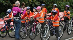 Brian Wright coaching youngsters at Field End Junior School (copyright British Cycling).jpg