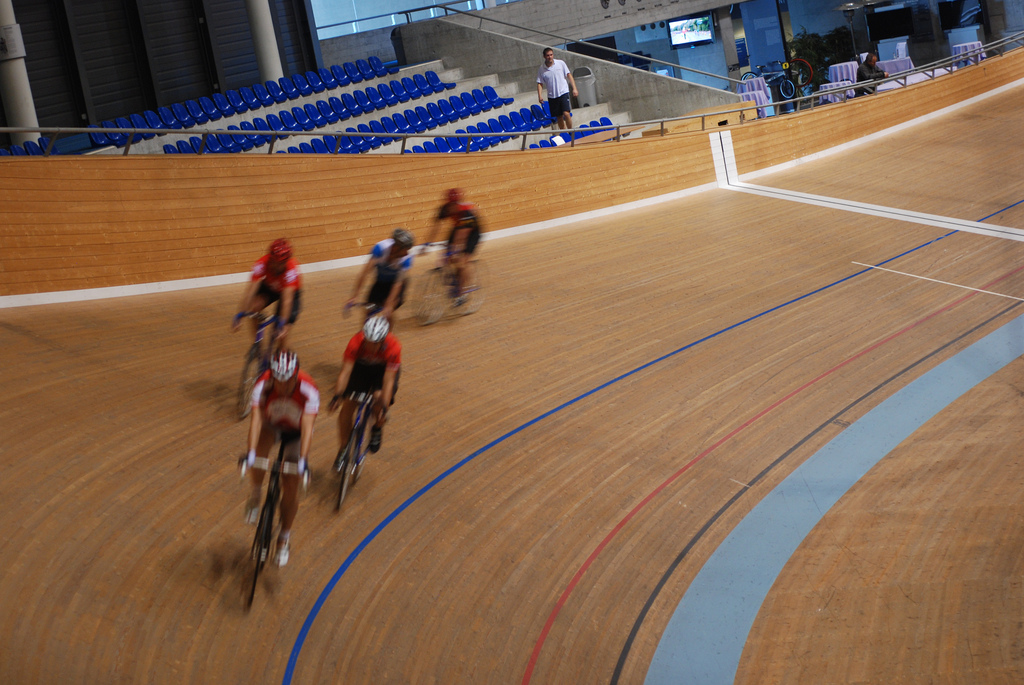 Riders at the velodrome