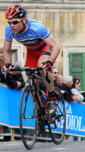 Cadel Evans in Tirreno Adriatico leader jersey Picture LaPresse RCS Sport .jpg