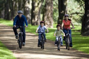 Family on bikes enjoying the gardens at Clumber Park Nottinghamshire 1.JPG