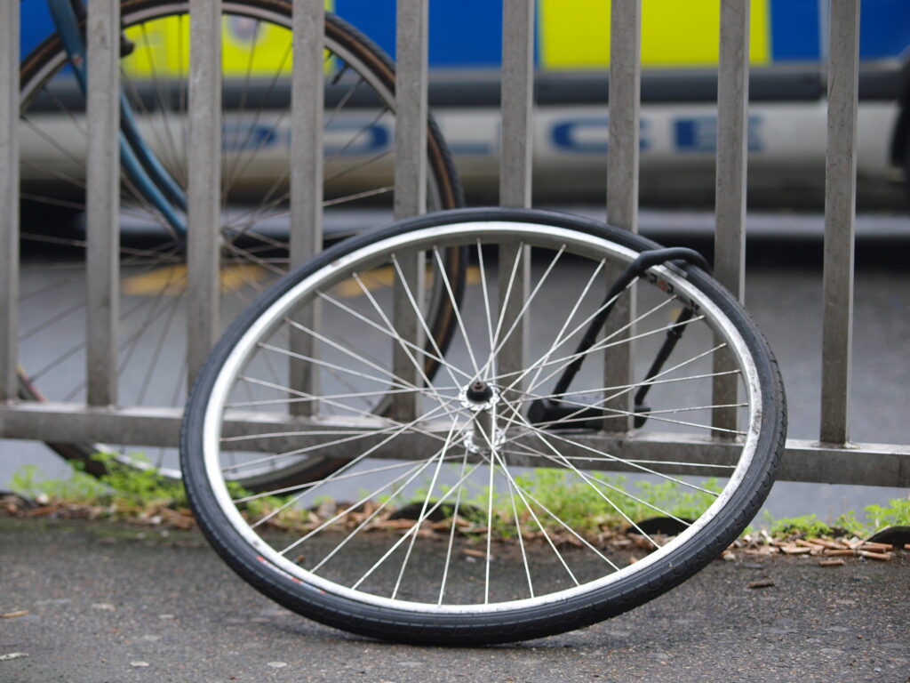 Wheel from stolen bike © Simon MacMichael.JPG