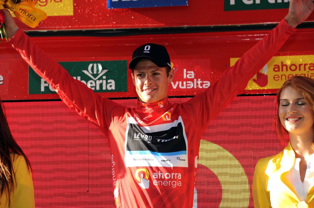 Jakob Fuglsang after Stage 1 of the 2011 Vuelta (copyright Tour of Spain/Graham Watson).jpg