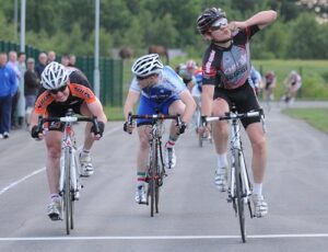 Lewis Balyckyi winning at the Tameside circuit in 2010 (courtesy British Cycling).jpg