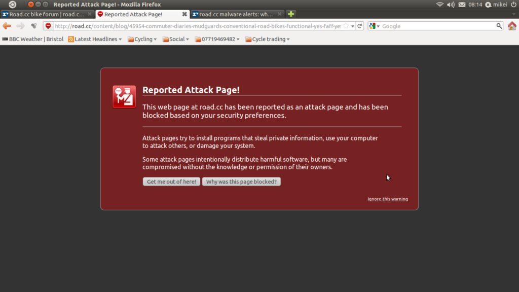 Malware warning