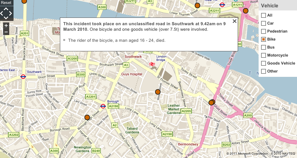 BBC road casualty map (picture source- BBC.co.uk)