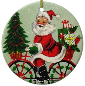 Cycling Santa (picture: zazzle.co.uk)