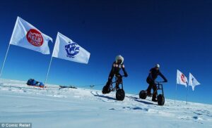 Helen Skelton ice bike (picture – Comic Relief)