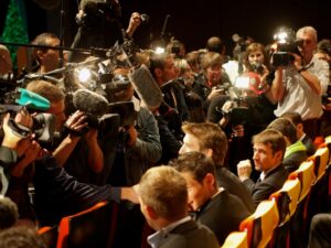 Andy Schleck faces the press at the 2011 Tour de France Presentation &copy; Simon MacMichael