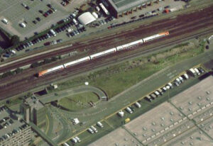 Main line out of Waterloo passing New Covent Garden Market at Nine Elms (Google Maps)