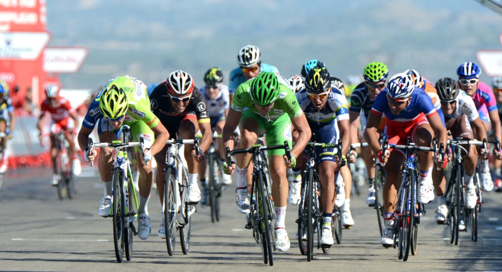 Vuelta 2012 S7 sprint, Degenkolb (centre) heads for win (copyright Unipublic:Graham Watson)