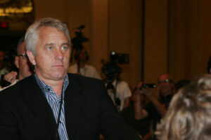 Greg Lemond gives Lance the big stare