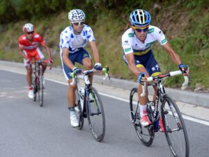 Vuelta 2012 S14 Contador, Valverde, Rodriguez i the jerseys (copyright Unipublic:Graham Watson)