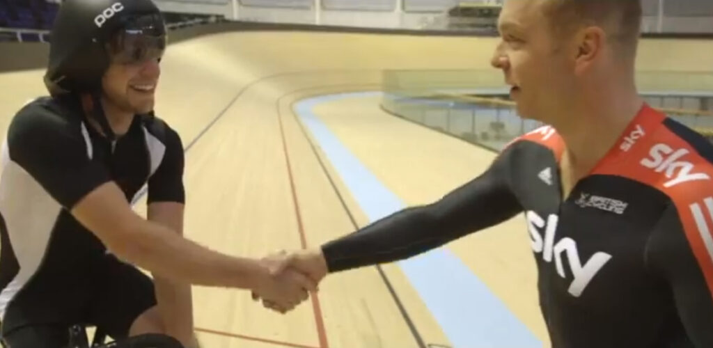 Danny MacAskill and sir Chris Hoy (Glasgow 2014 YouTube still)