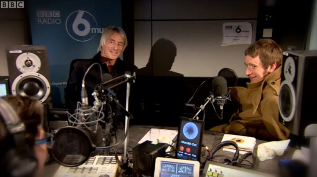 Paul Weller and Bradley Wiggins with Colin Murray on BBC Radio 6 (picture BBC video still)