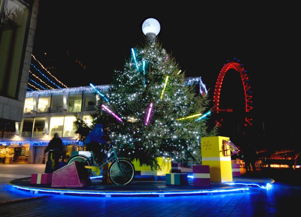 Southbank Centre Pedal Powered Christmas Trees (courtesy Electric Pedals)