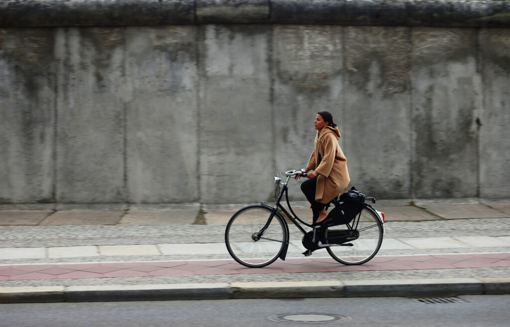 Cycling along the Berlin Wall (credit European Cyclists’ Federation)