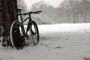 Snow mountain bike ride