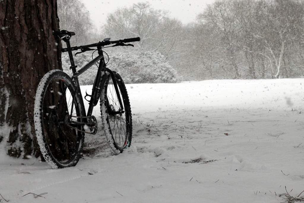 Snow mountain bike ride