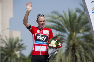 Chris Froome on Tour of Oman 2013 podium (copyright Lloyd Images, Muscat Municipality)