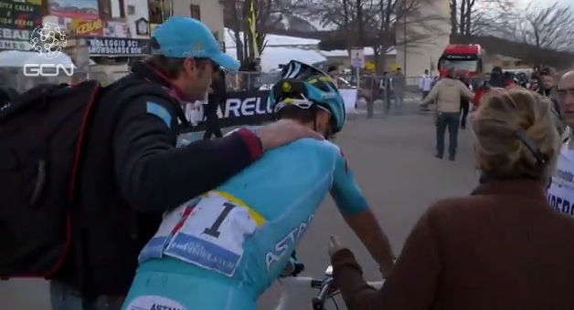 Astana soigneur Michele with Vincenzo Nibali