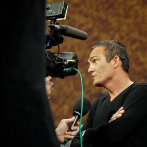 Richard Virenque in his role as TV pundit at the 2011 Tour de France Presentation &copy; Simon MacMichael