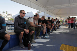 Bradley Wiggins waiting for the ferry, Giro 2013 (pic Daniele Bottallo, LaPresse, RCS Sport)