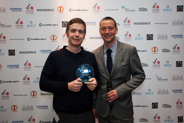 Tony accepts LCC award from Ned Boulting