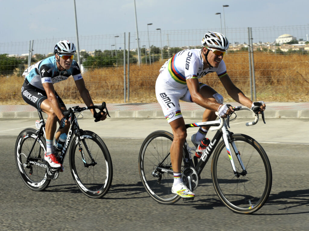 Gilbert and Stybar on Vuelta 2013 Stage 7 (copyright Unipublic:Graham Watson)