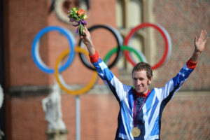 Bradley Wiggins on the podium at London 2012 (copyright www.britishcycling.org.uk)