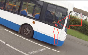Harlow texting bus driver