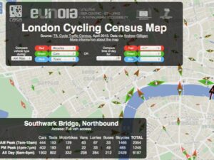London Cycling Census Map 2 (credit Oliver O’Brien based on TfL data)