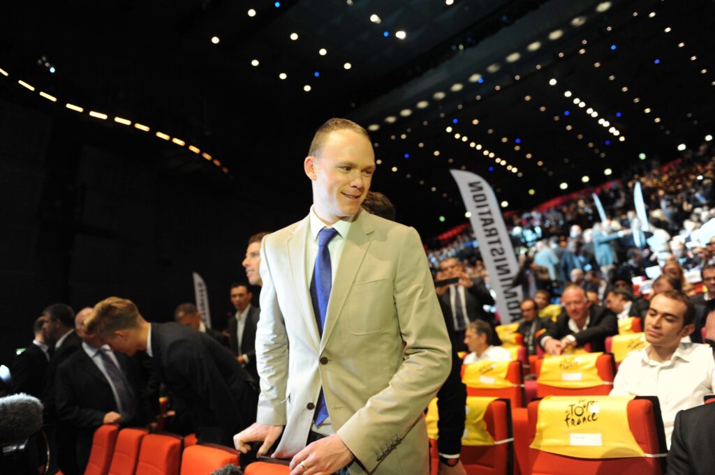 Chris Froome at presentation of 2014 Tour de France (copyright Simon Wilkinson, SWPix.com)