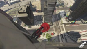 Riding down a skyscraper in Grand Theft Auto V