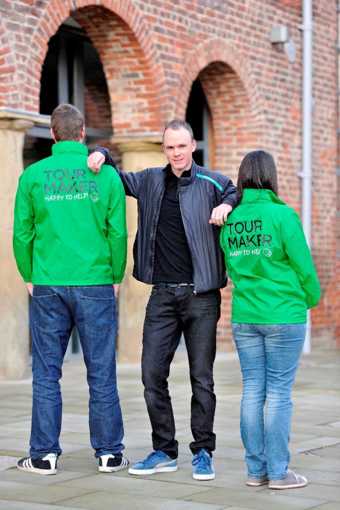 Chris Froome and Tour Makers (image via Welcome to Yorkshire)