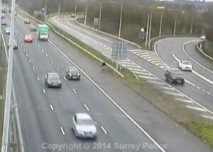 M25 cyclist (Surrey Police YouTube video still)