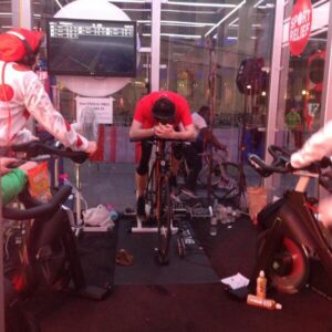Nick Grimshaw nears end of his Sport Relief ride (picture via Sport Relief on Twitter)