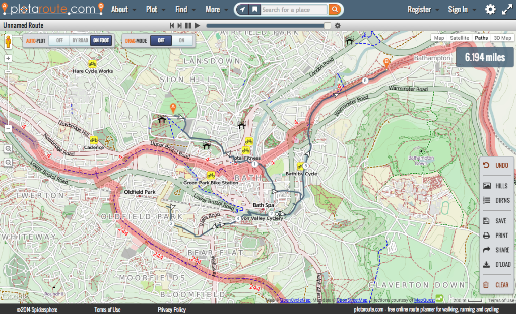 A plotted route on plotaroute.com