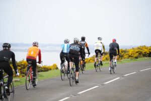 Riding by the sea on the road to Ogmore