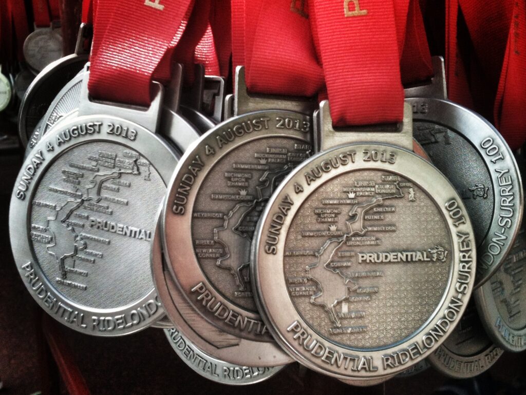Prudential RideLondon-Surrey 100 medals (copyright Simon MacMichael)