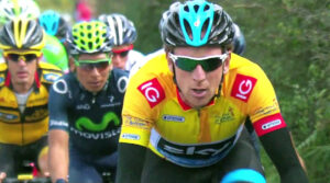 Bradley Wiggins leads the Tour of Britain in a still from the 2014 race promo video