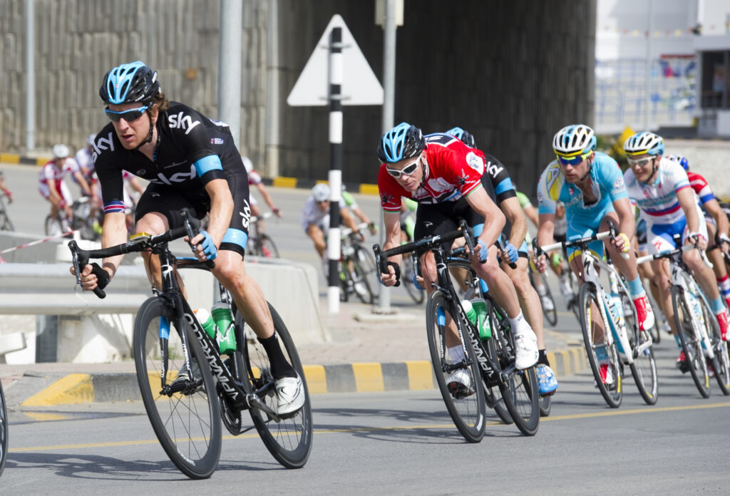 2013 Tour of Oman Stage 5 Wiggins looking after Froome (© Lloyd Images:Muscat Muncipality)