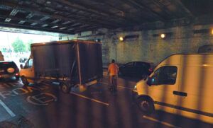A cyclist negotiates the deadly chaos of Vauxhall Gyratory (Google StreetView)